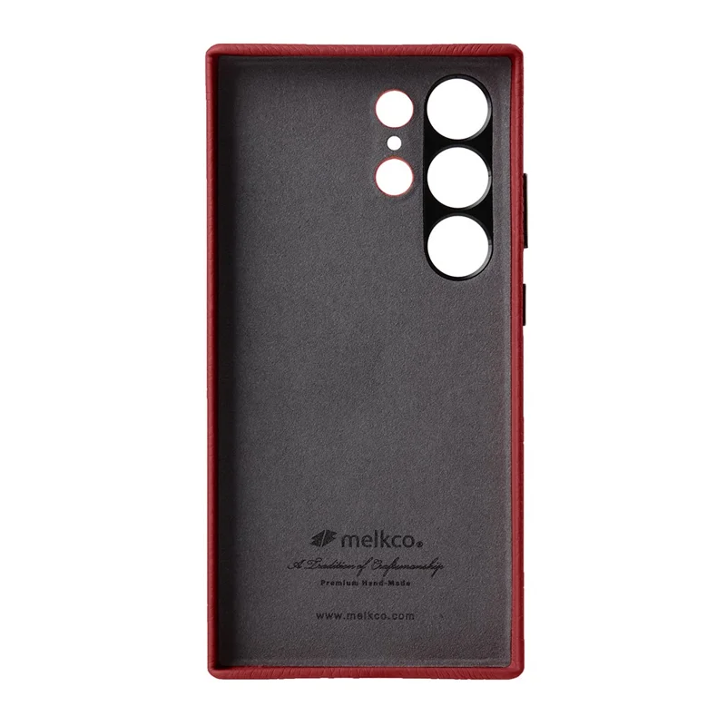 MELKCO Para Samsung Galaxy S24 Ultra Funda Cuero Genuino de Vaca+PC Funda Teléfono - Rojo