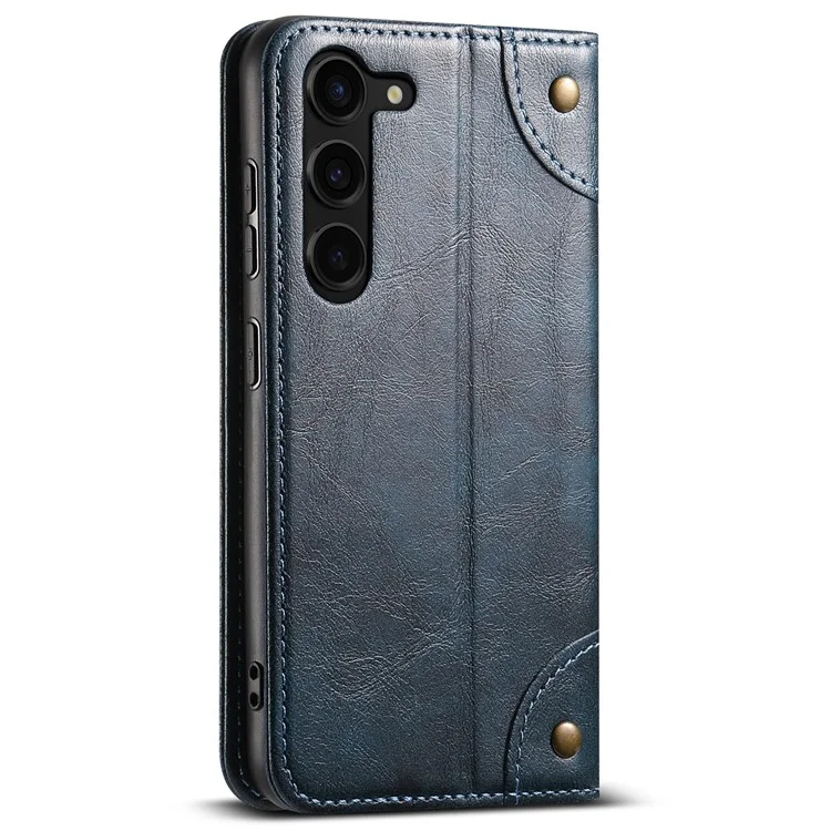 SUTENI Para o Samsung Galaxy S23+ Case Leather+TPU Suporte de Visualização Tampa do Telefone - Azul
