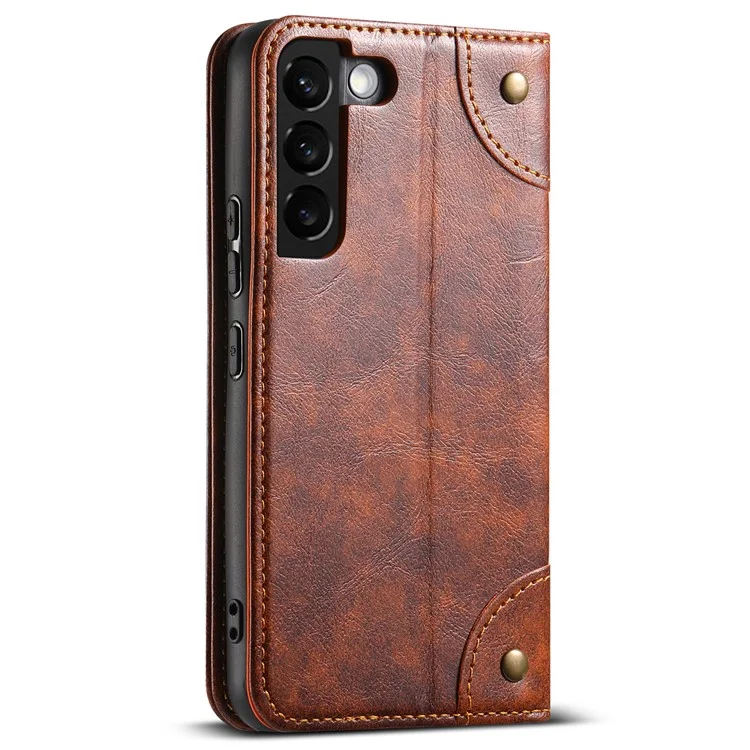 SUTENI per Samsung Galaxy S22+ 5G Custodia Magnetica per Telefono in Pelle+TPU Wallet Cover - Kaki
