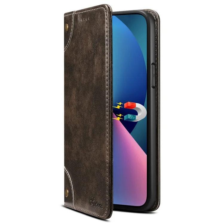 Suteni Für Samsung Galaxy Note20 Ultra / Note20 Ultra 5G Hülle Leder+tpu -kartenhalter -telefonabdeckung - Schwarz