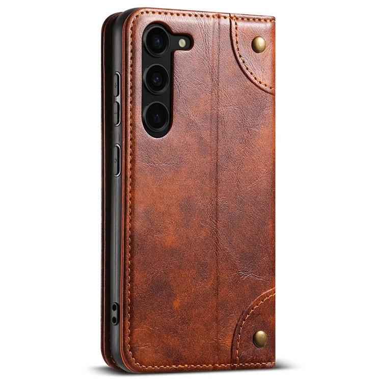 Étui en cuir SUTENI pour Samsung Galaxy S23 Shell Flip Viewing Stand Phone Cover - Kaki