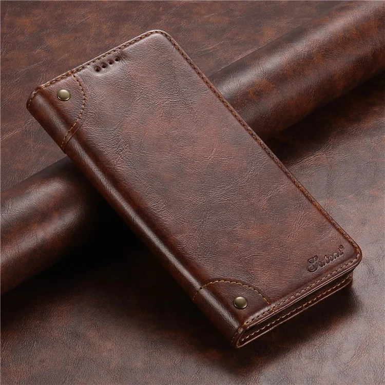 Étui en cuir SUTENI pour Samsung Galaxy S23 Shell Flip Viewing Stand Phone Cover - Kaki