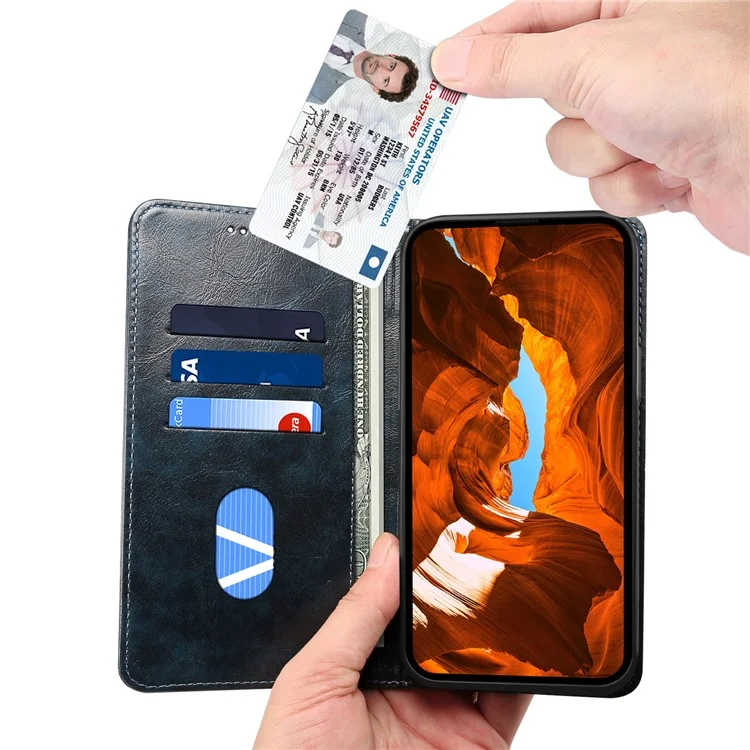 SUTENI For Samsung Galaxy S24 Ultra PU Leather Cover Anti-Drop Card Slots Phone Case - Blue