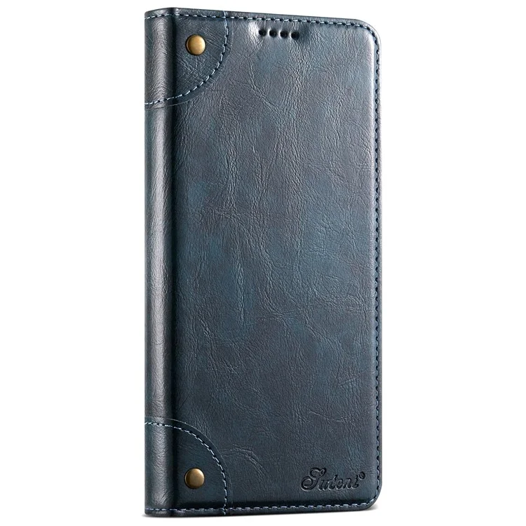SUTENI For Samsung Galaxy S24 Ultra PU Leather Cover Anti-Drop Card Slots Phone Case - Blue