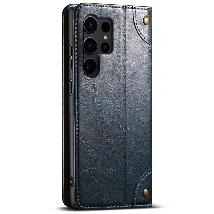 SUTENI For Samsung Galaxy S24 Ultra PU Leather Cover Anti-Drop Card Slots Phone Case - Blue