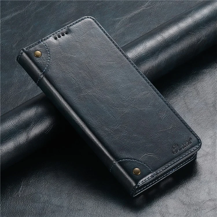 SUTENI For Samsung Galaxy S24 Ultra PU Leather Cover Anti-Drop Card Slots Phone Case - Blue