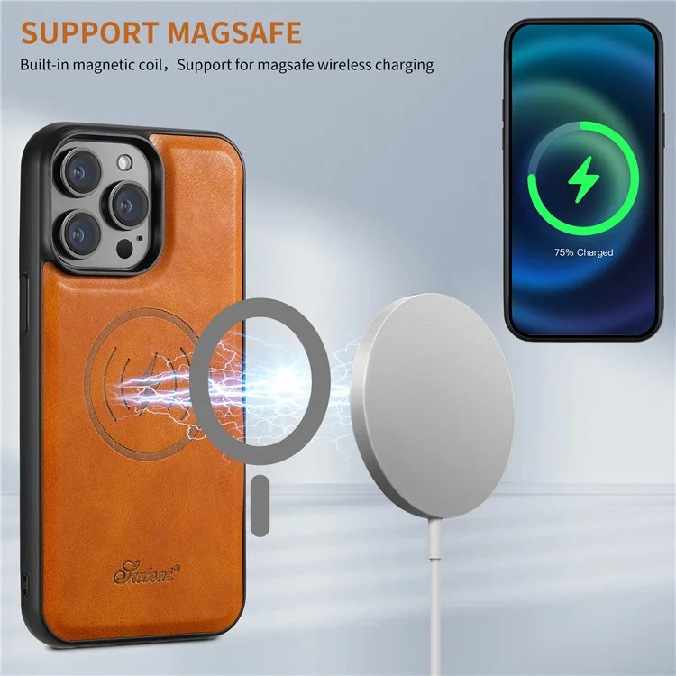 SUTENI H17 Per iPhone 14 Pro Case Card Holder Phone Shell Compatibile con MagSafe - Kaki