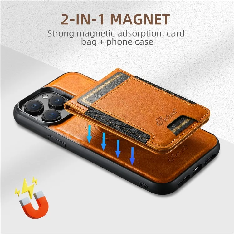 SUTENI H17 Per iPhone 14 Pro Case Card Holder Phone Shell Compatibile con MagSafe - Kaki