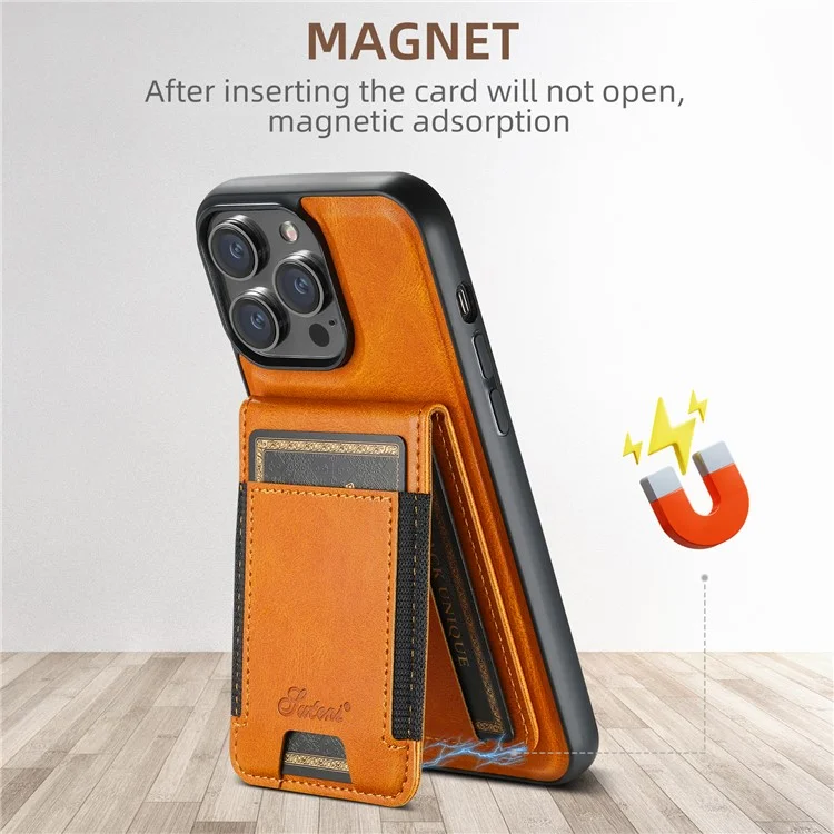 SUTENI H17 Per iPhone 14 Pro Case Card Holder Phone Shell Compatibile con MagSafe - Kaki