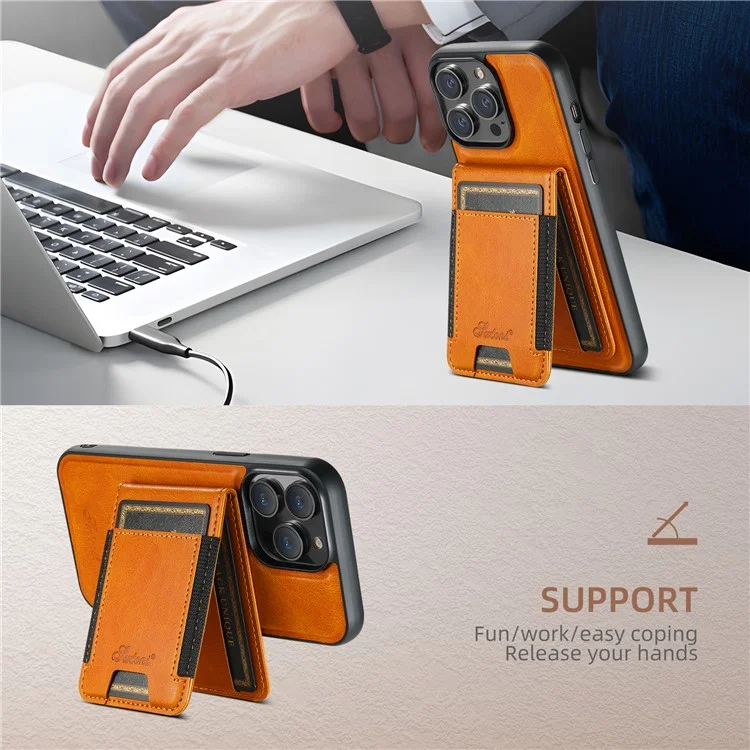 SUTENI H17 Per iPhone 14 Pro Case Card Holder Phone Shell Compatibile con MagSafe - Kaki