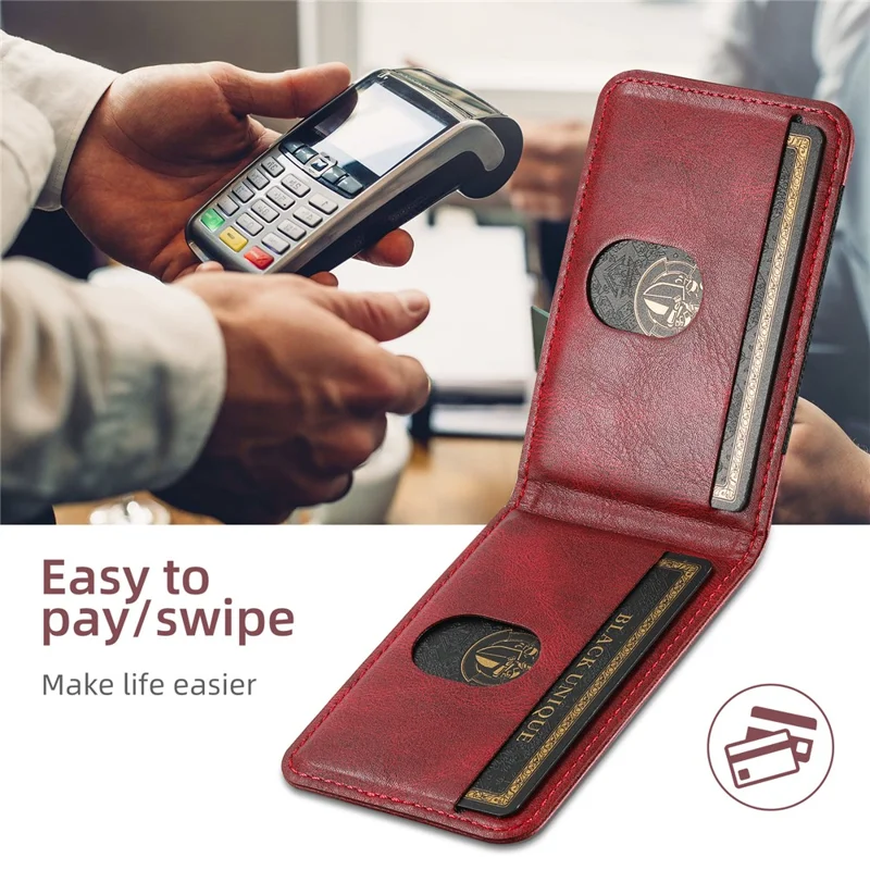 SUTENI H17 For iPhone 14 Pro Case Card Holder Phone Shell Compatible with MagSafe - Red