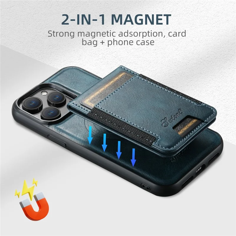 SUTENI H17 For iPhone 15 Pro Case Compatible with MagSafe TPU+PU Phone Shell - Blue