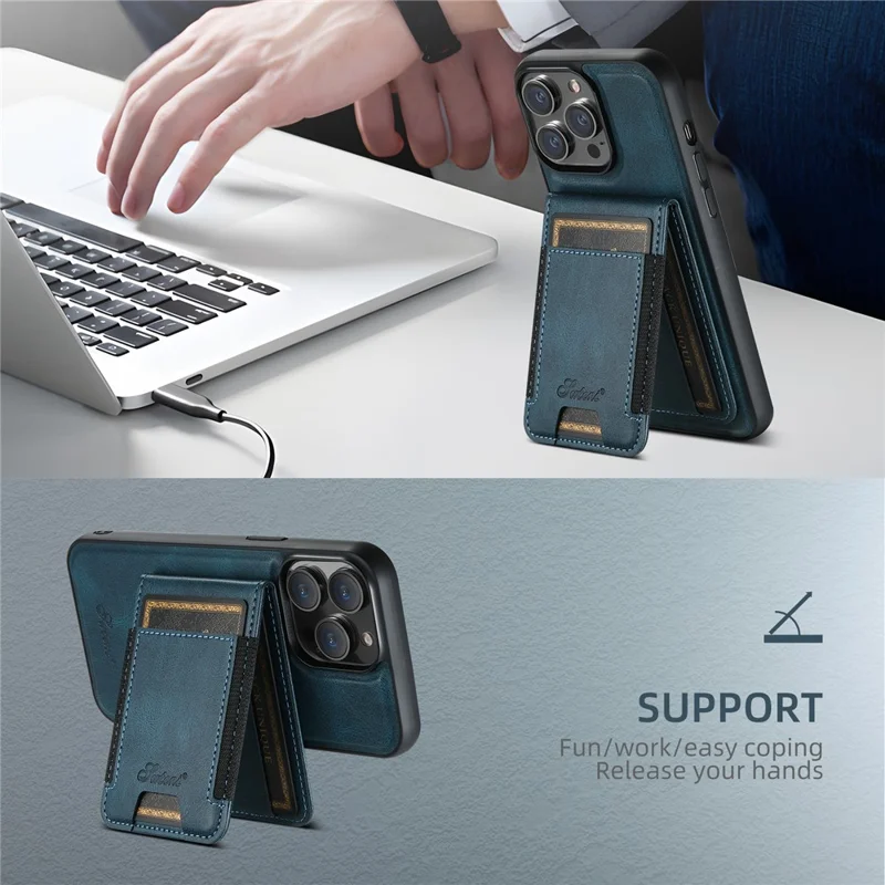 SUTENI H17 For iPhone 15 Pro Case Compatible with MagSafe TPU+PU Phone Shell - Blue