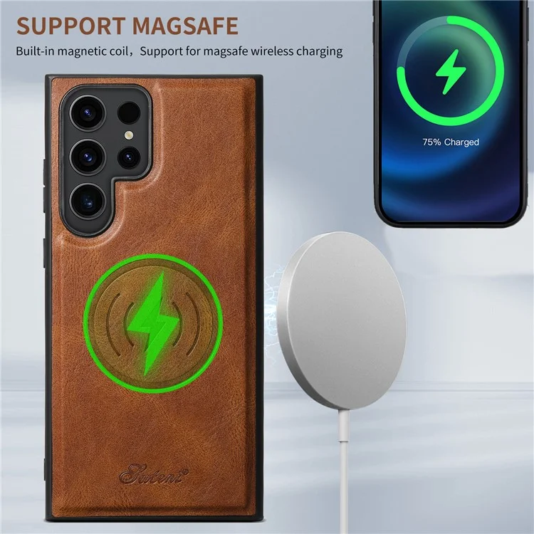 SUTENI H17 Für Samsung Galaxy S23 Ultra Hülle Antidropphoneabdeckung Kompatibel mit MagSafe - Braun