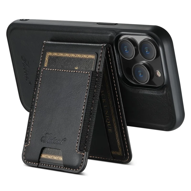SUTENI H17 For iPhone 12 Pro Max Case Compatible with MagSafe Card Holder Kickstand Phone Cases - Black