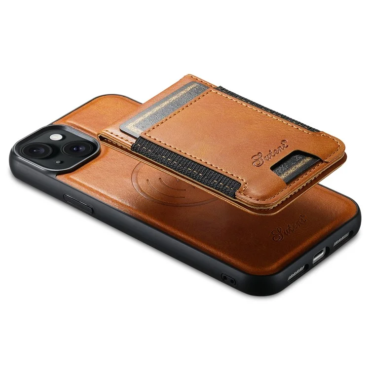 SUTENI H17 Für iPhone 13 PU+TPU Hülle Kompatibel mit MagSafe Kartenfach Ständer Handyhülle - Khaki