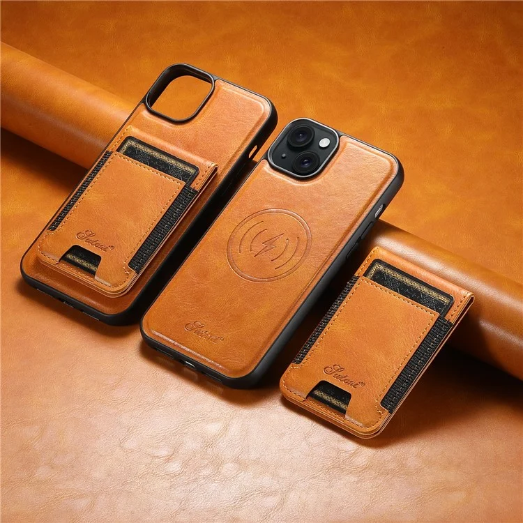 SUTENI H17 Für iPhone 13 PU+TPU Hülle Kompatibel mit MagSafe Kartenfach Ständer Handyhülle - Khaki