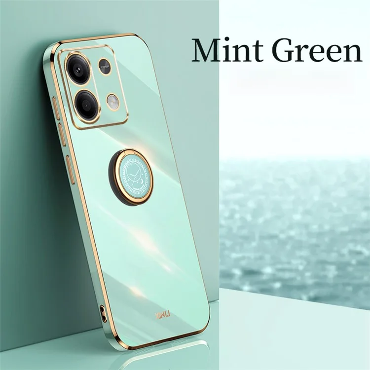 XINLI For Xiaomi Redmi Note 13 Pro 4G / Poco M6 Pro 4G Case Electroplating TPU Cover with Kickstand - Cyan