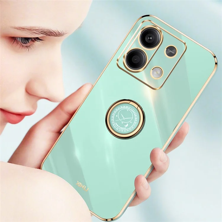 XINLI For Xiaomi Redmi Note 13 Pro 4G / Poco M6 Pro 4G Case Electroplating TPU Cover with Kickstand - Cyan