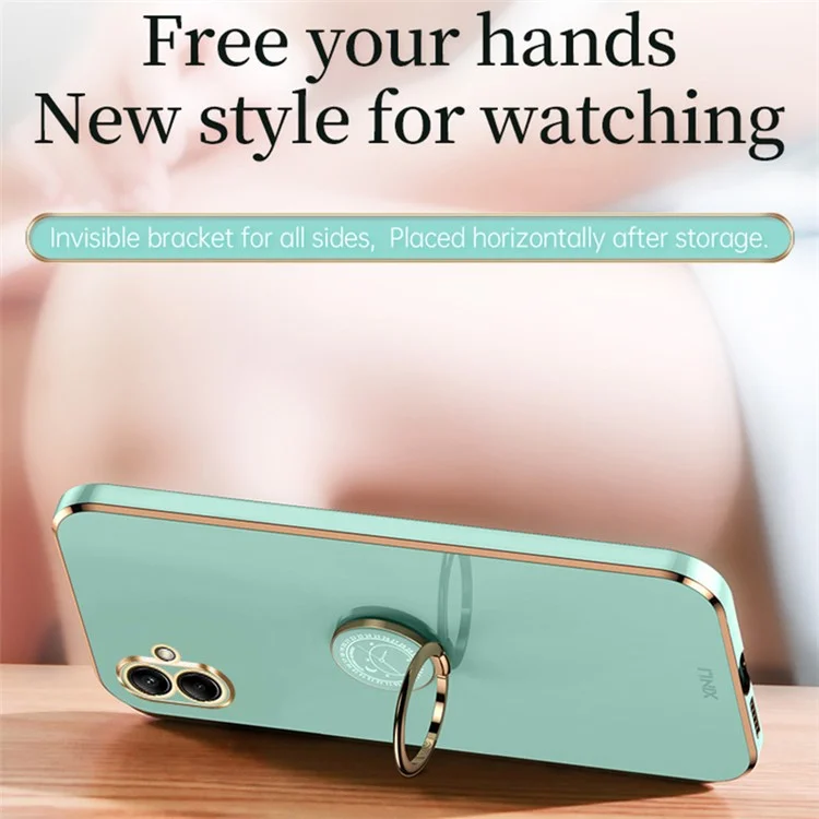 XINLI Pour Samsung Galaxy A04e 4G / F04 4G / M04 4G Étui avec Support Electroplage Couverture TPU - Cyan