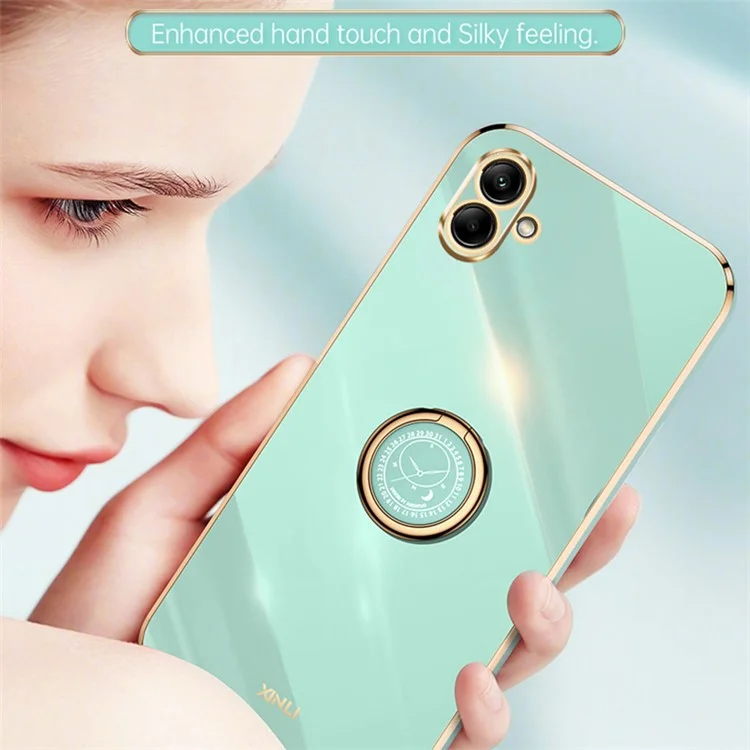 XINLI Pour Samsung Galaxy A04e 4G / F04 4G / M04 4G Étui avec Support Electroplage Couverture TPU - Cyan
