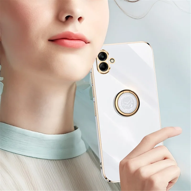 XINLI For Samsung Galaxy A04e 4G / F04 4G / M04 4G Case Kickstand Electroplated TPU Cover - Pink