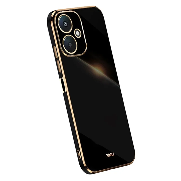 XINLI For Xiaomi Redmi 13C 5G / 13R 5G / Poco M6 5G Case Electroplating Edge TPU Phone Back Cover - Black
