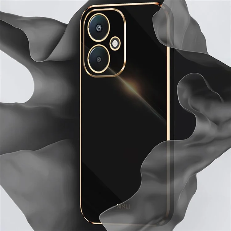 XINLI For Xiaomi Redmi 13C 5G / 13R 5G / Poco M6 5G Case Electroplating Edge TPU Phone Back Cover - Black