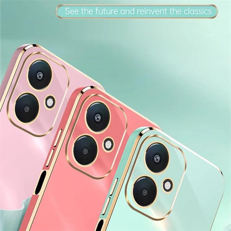 XINLI For Xiaomi Redmi 13C 5G / 13R 5G / Poco M6 5G Case Electroplating Edge TPU Phone Back Cover - Black