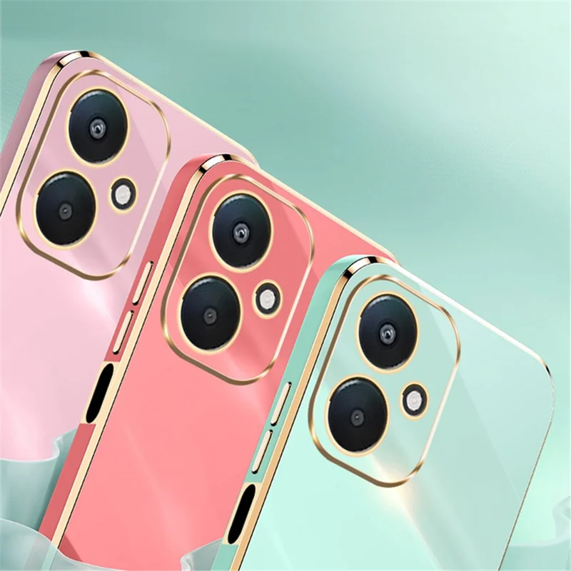 XINLI For Xiaomi Redmi 13C 5G / 13R 5G / Poco M6 5G Case Electroplating Kickstand Soft TPU Phone Cover - Black