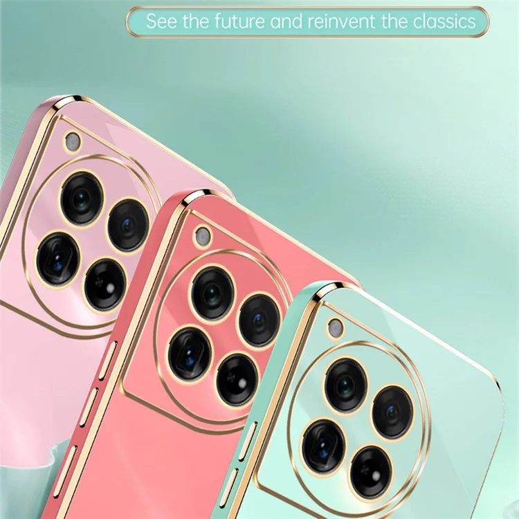 XINLI Pour OnePlus 12 5G Étui Électroplaqué TPU Housse de Téléphone Protection Précise de l'Objectif - Cyan