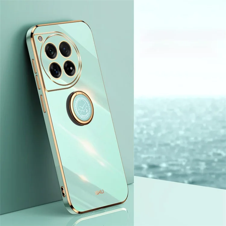 XINLI Per OnePlus 12 5G Case Electroplaing TPU Cover con Anello Supporto - Ciano