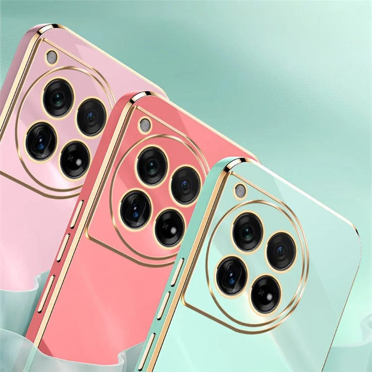 XINLI Per OnePlus 12 5G Case Electroplaing TPU Cover con Anello Supporto - Ciano