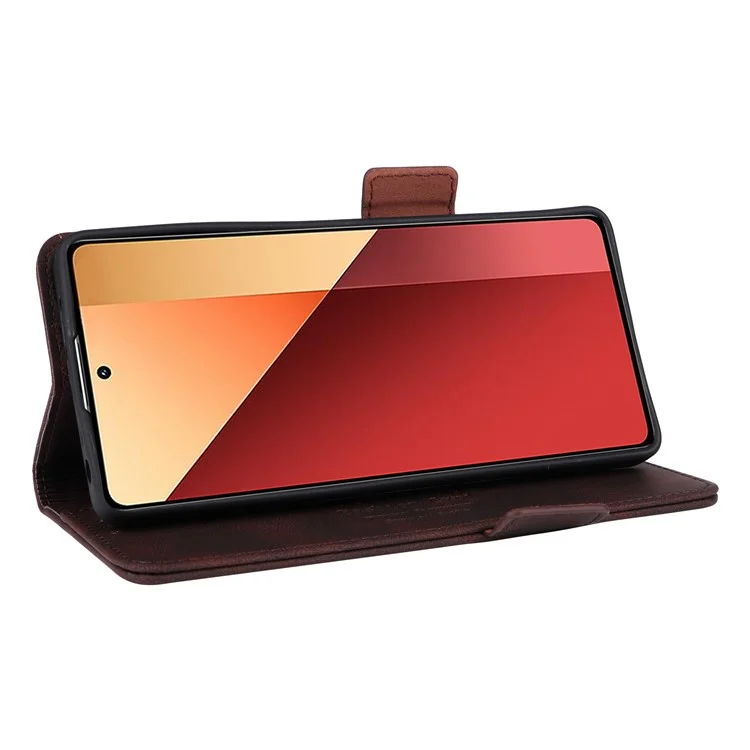Para Xiaomi Redmi Note 13 Pro 4G / Poco M6 Pro 4G Capa de Carteira de Couro PU - Café