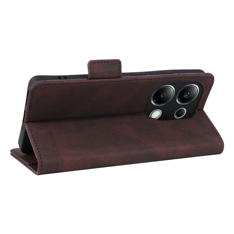 Para Xiaomi Redmi Note 13 Pro 4G / Poco M6 Pro 4G Capa de Carteira de Couro PU - Café