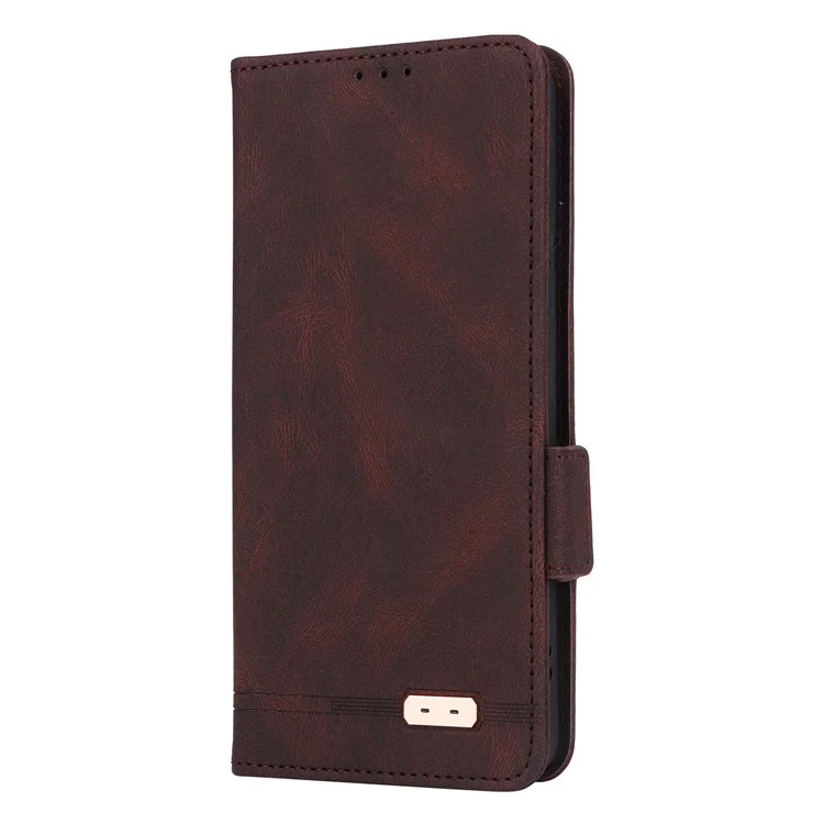 Para Xiaomi Redmi Note 13 Pro 4G / Poco M6 Pro 4G Capa de Carteira de Couro PU - Café
