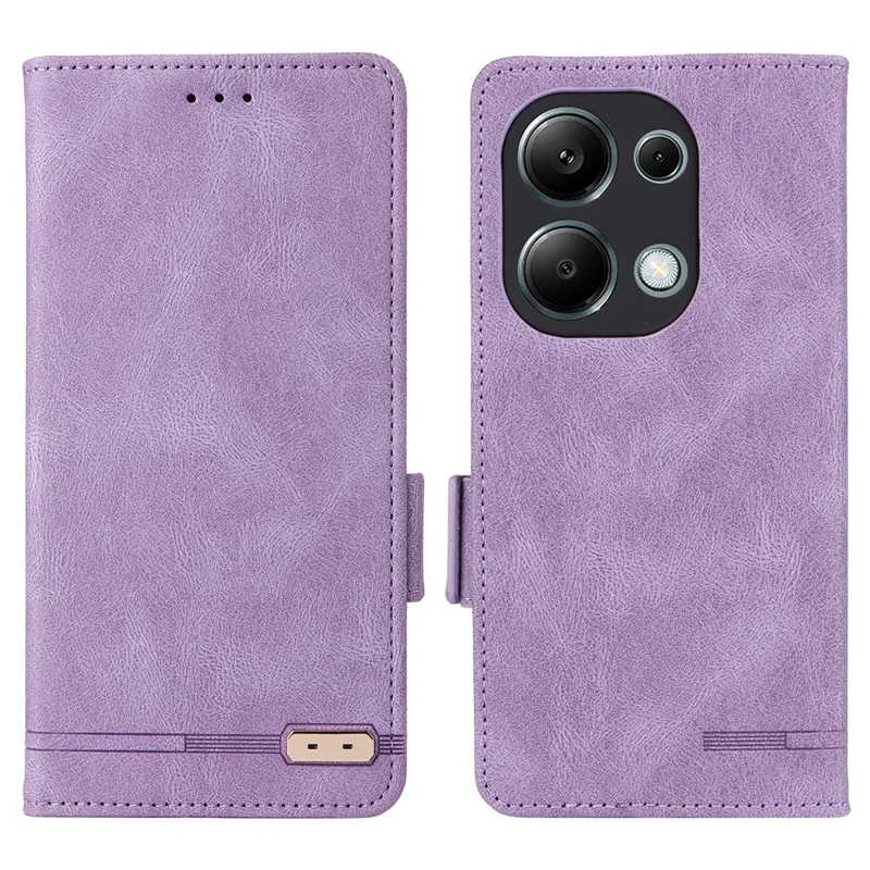 For Xiaomi Redmi Note 13 Pro 4G / Poco M6 Pro 4G Case PU Leather Folio Wallet Phone Cover - Purple