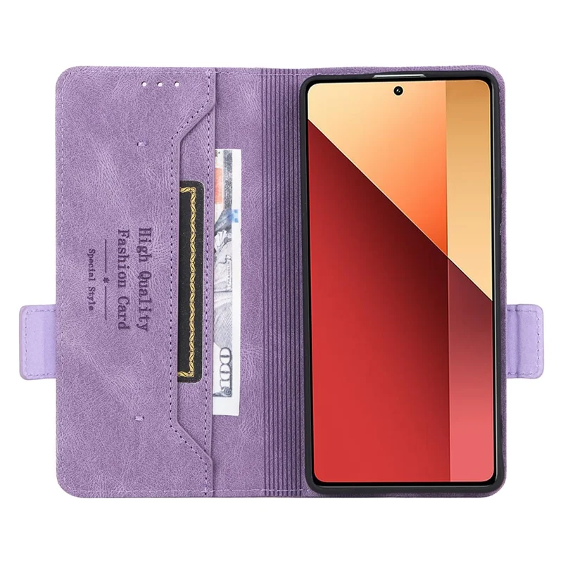 For Xiaomi Redmi Note 13 Pro 4G / Poco M6 Pro 4G Case PU Leather Folio Wallet Phone Cover - Purple