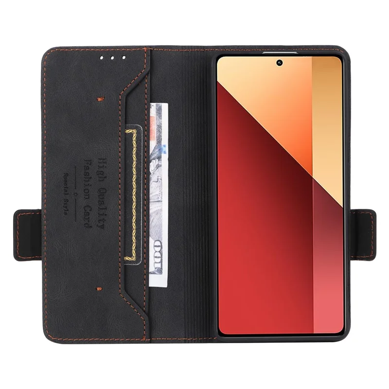Para Xiaomi Redmi Note 13 Pro 4G / Poco M6 Pro 4G Capa de Carteira de Couro PU - Preto