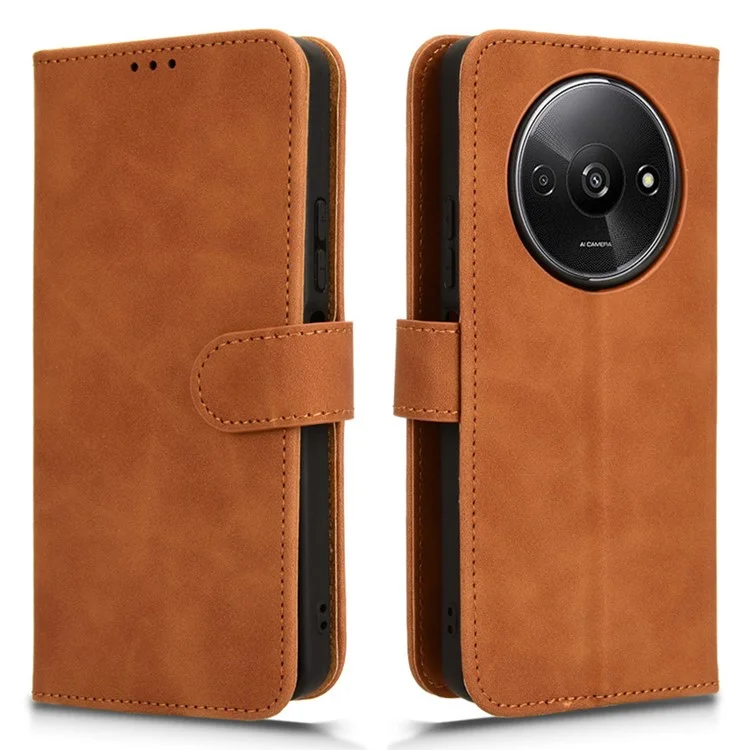 Für Xiaomi Redmi A3 4G / Poco C61 4G Hülle PU-Leder Hautgefühl Wallet Phone Cover - Braun