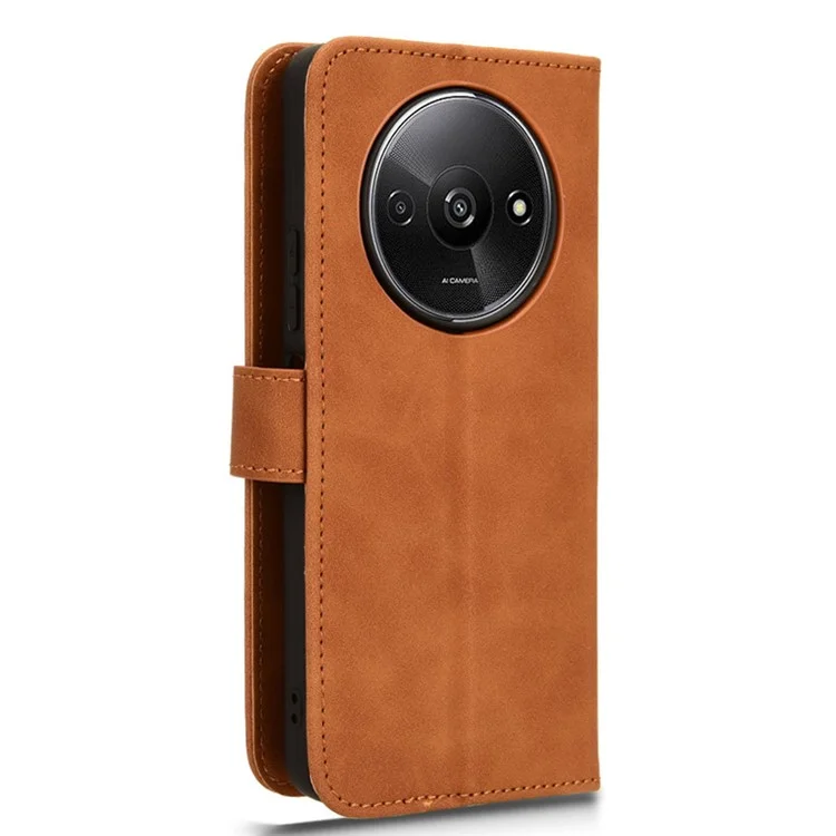 Für Xiaomi Redmi A3 4G / Poco C61 4G Hülle PU-Leder Hautgefühl Wallet Phone Cover - Braun