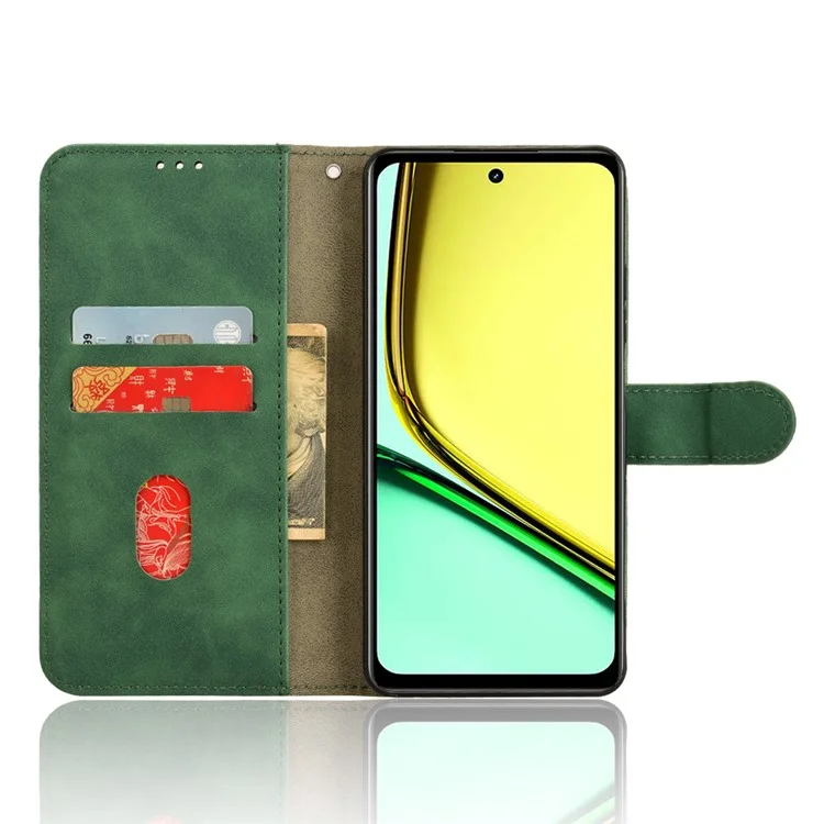 Para Realme C67 4G Case Flip Capa de Couro PU Dobrável Carteira Capa de Telefone - Verde