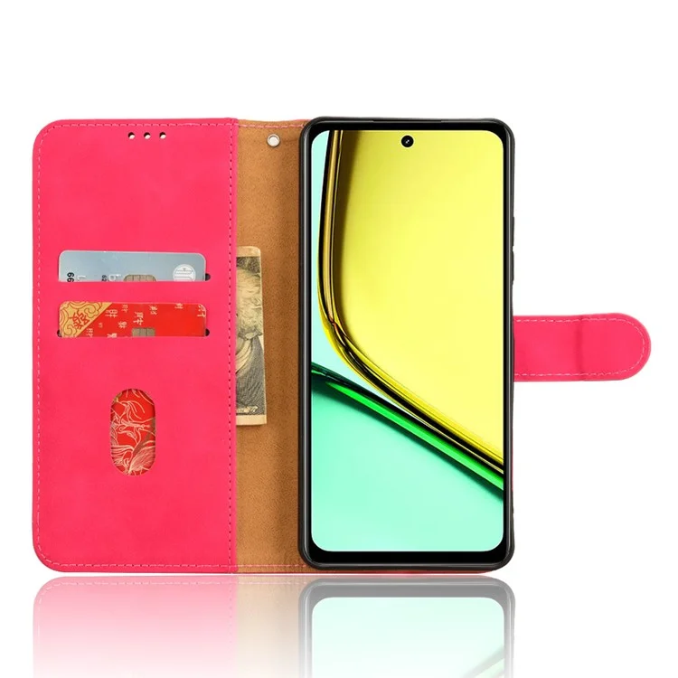 Para o Estojo Real C67 4G Flip PU Couro Dobrável Stand Phone Tampo - Rosa