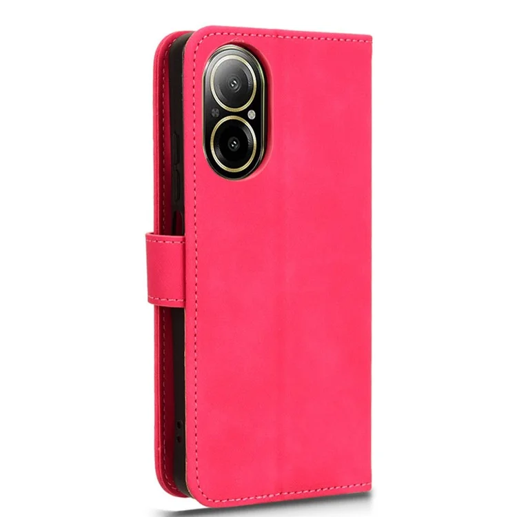 Para o Estojo Real C67 4G Flip PU Couro Dobrável Stand Phone Tampo - Rosa