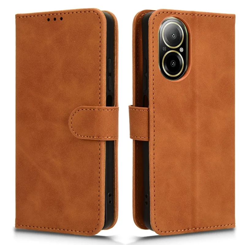 For Realme C67 4G Case Flip PU Leather Folding Stand Wallet Phone Cover - Brown
