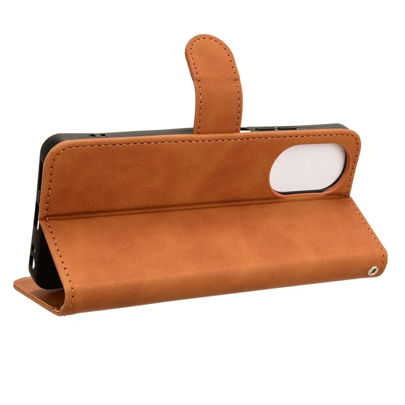 For Realme C67 4G Case Flip PU Leather Folding Stand Wallet Phone Cover - Brown