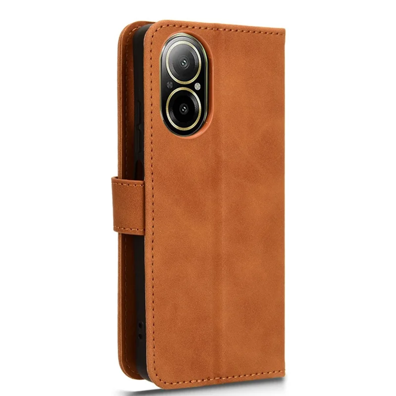 For Realme C67 4G Case Flip PU Leather Folding Stand Wallet Phone Cover - Brown