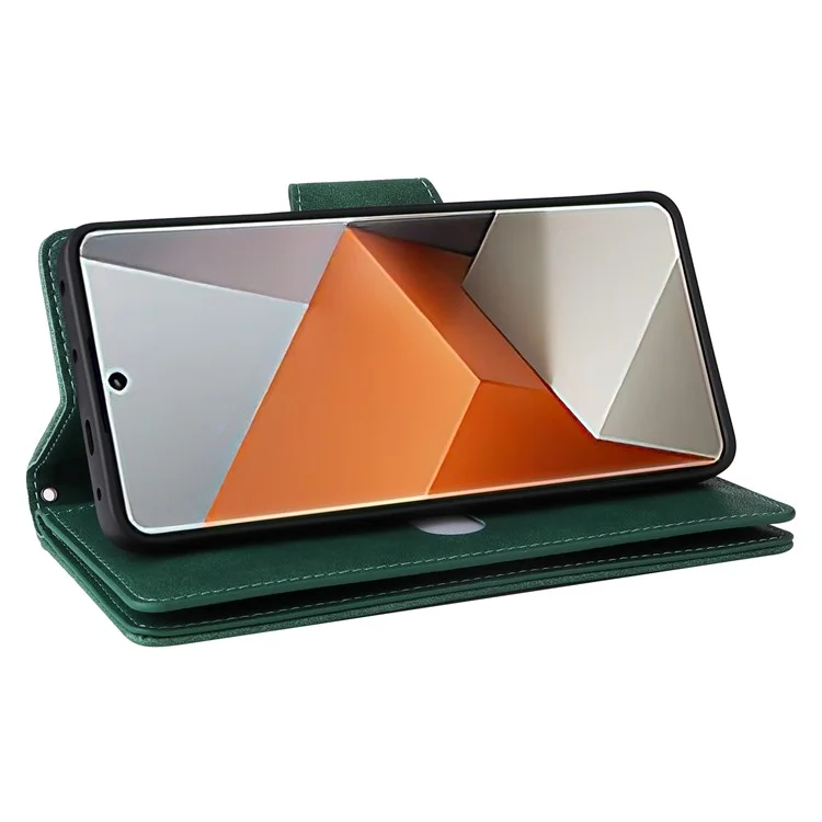 For Xiaomi Redmi Note 13 Pro+ 5G Case Rivet Decor PU Leather Wrist Strap Phone Cover - Green