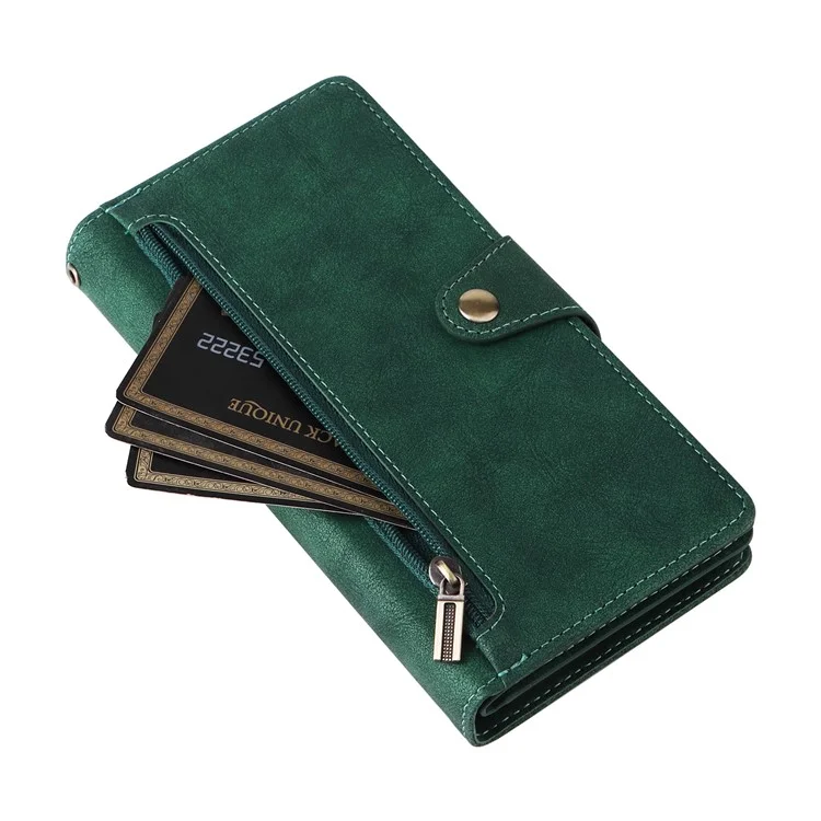 For Xiaomi Redmi Note 13 Pro+ 5G Case Rivet Decor PU Leather Wrist Strap Phone Cover - Green