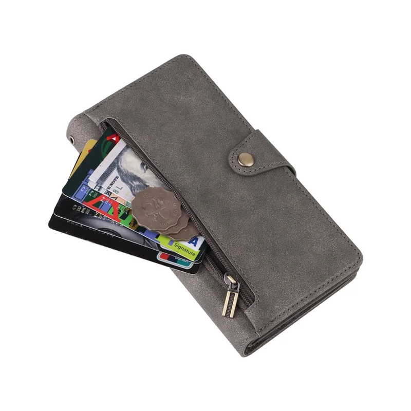 For Samsung Galaxy A15 4G / 5G Case PU Leather Handbag Wallet Phone Cover Rivet Decor - Grey